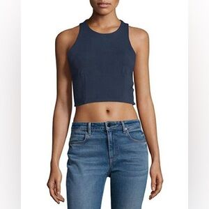 T by Alexander Wang Navy Blue Racerback Sleeveless Crop Top